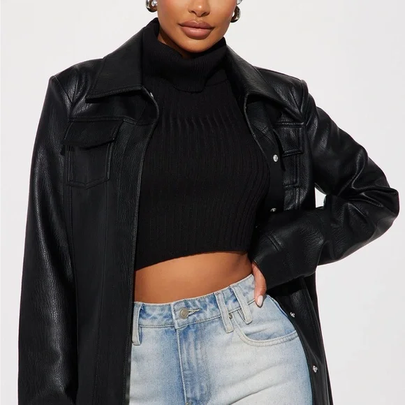 Faux Leather Trench - Picture 2 of 3